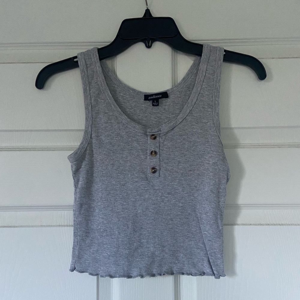 Gray Lettuce Trim Crop Top